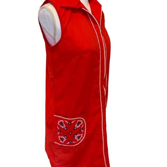 Vintage KENROSE Ken Robes Size 12 Embroidered Red Lounge Day Dress Robe Zip Up - Picture 2 of 16